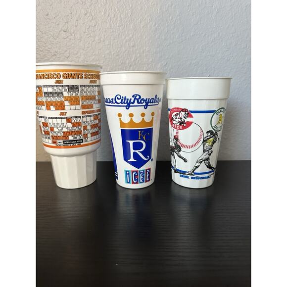 (3) 1990s MLB Baseball Cups Giants Royals World Series Reds & A’s Baseball - Picture 2 of 2